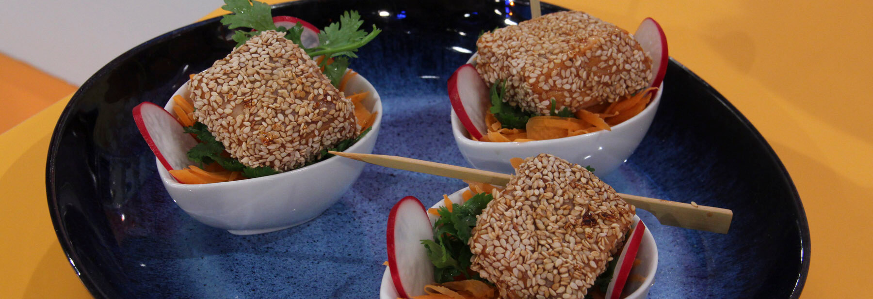 Cubos de Salmão crocantes com sésamo