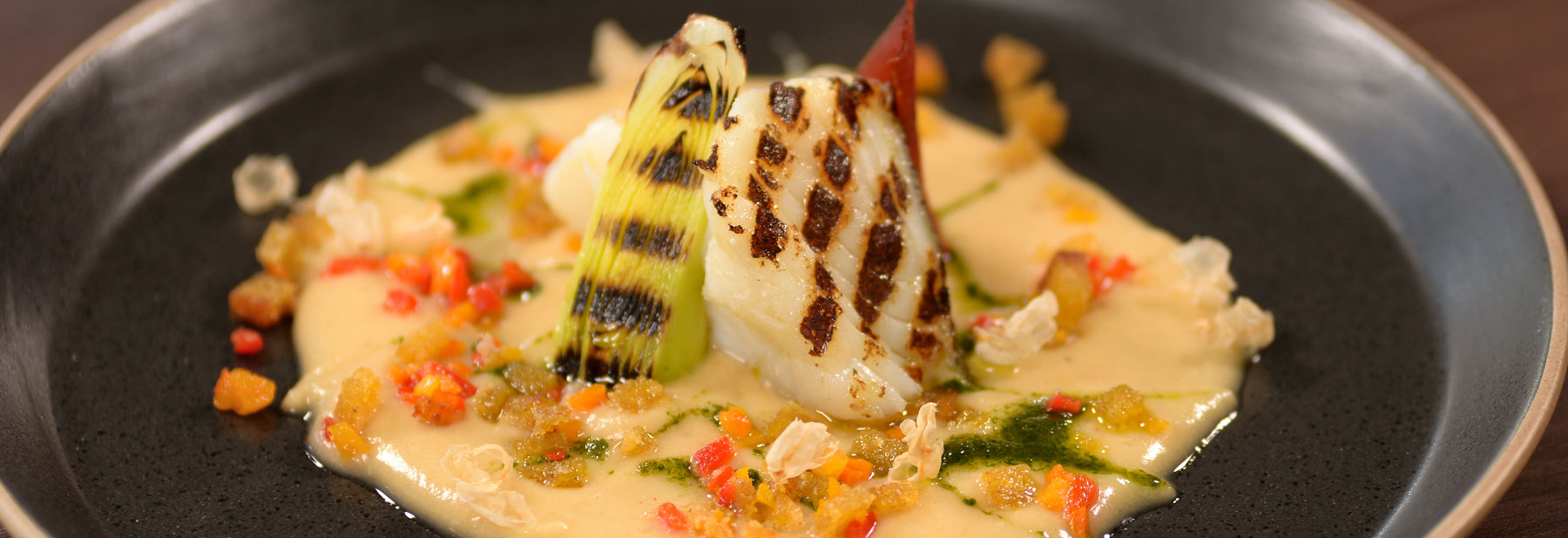 Bacalhau com creme de grão